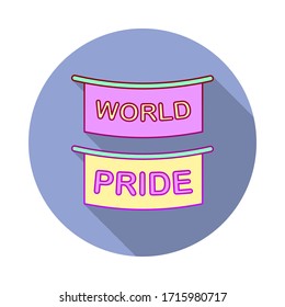 Día del Orgullo, icono de la sombra larga del banner. Simple vector de color de iconos del Día Mundial del Orgullo para ui y ux, sitio web o aplicación móvil