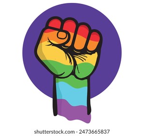 Pride day concept with rainbow coloured fist