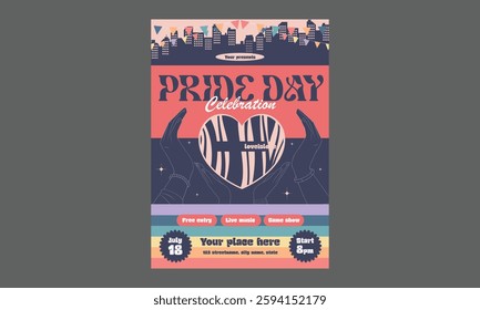 Pride day Flyer. Vector Pride month or pride day poster, flyer, invitation party card design template