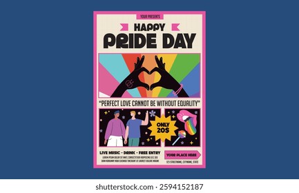 Pride day Flyer. Vector Pride month or pride day poster, flyer, invitation party card design template