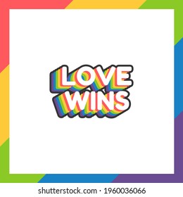 Pride day labels or sticker with text love is love in flat design on white background. Rainbow colors. LGBTQ+ 