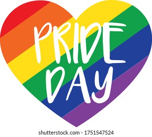 Pride day quote. Rainbow heart