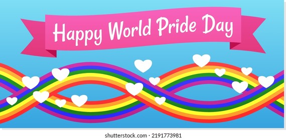 pride day rainbow horizontal banner vector flat design