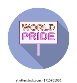 Día del Orgullo, firma un icono de sombra larga. Simple vector de color de iconos del Día Mundial del Orgullo para ui y ux, sitio web o aplicación móvil