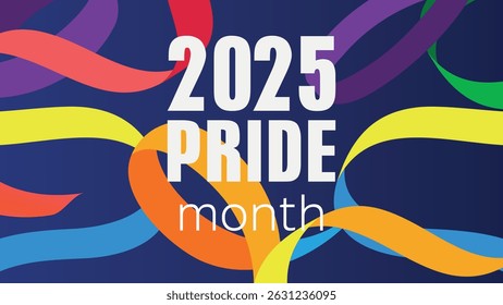 Pride design concept. LGBT Abstract background with Symbols and geometric forms in rainbow colors against blue background. Rainbow community poster for LGBT History Month.