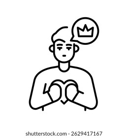 Pride emotion black line icon for digital and print projects.  Minimal clean icons for apps and websites. Modern simple icons for UI UX and branding