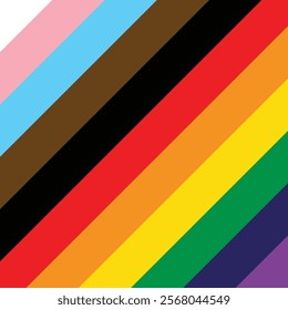 Pride Flag Background. Inclusive LGBTQ+ Progress Pride Rainbow Flag. Square Format Background 