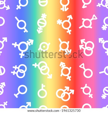 Pride flag background. LGBT Gender Seamless pattern. Bigender agender neutrois asexual lesbian homosexual, bisexual icon orientation. Vector Sexual human identity illustration. Freedom rainbow colors.