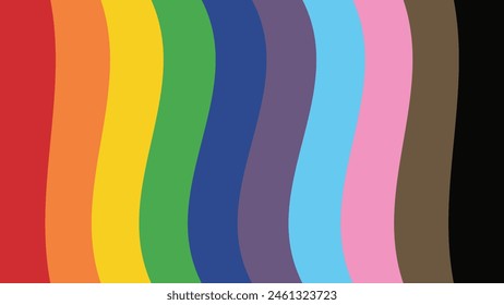 Pride Flag Background. LGBTQ+ Inclusive Pride Flag Wavy Background. 