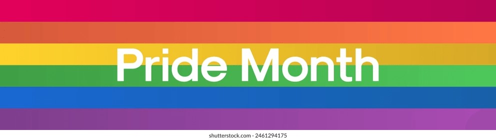 Pride Flag Banner. Pride Flag Rainbow Banner with Pride Month Text. Pride Rainbow Background Vector Illustration 