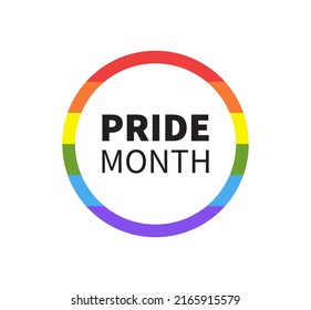 Pride Flag Circle. Pride Month June Logo. LGBT Rainbow Flag. Vector Illustration 
