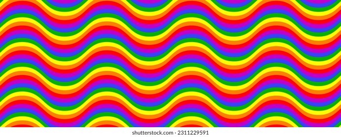 Pride flag colour waves background.LGBTQIA flag color pattern 
