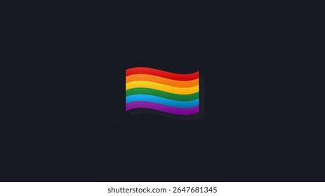 Pride flag with grey hearts falling background banner template in dark black grey background