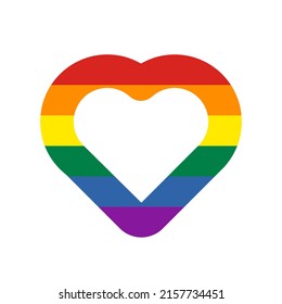 Pride flag heart shape icon isolated on white background. LGBT love Modern sign. Vector illustration