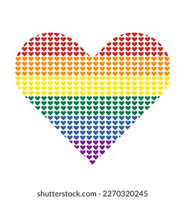 Pride flag Heart shape icon with heart pattern inside. Flat vector illustration