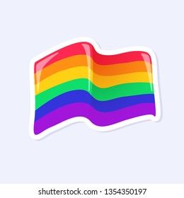 Pride Flag. LGBTQ+ related symbol in rainbow colors. Gay Pride. Raibow Community Pride Month. Love, Freedom, Support, Peace Symbol. Flat Vector Design Isolated on White Background