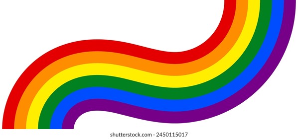 Una bandera de orgullo hecha de bandas sinuosas aisladas sobre un fondo transparente. Bandera para el mes del orgullo. Ilustración vectorial.