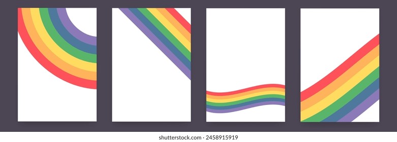 Pride flag, Pride month, rainbow and  parade background set. Pride month and LGBT vertical background patterns and posters set. Perfect background for posters, cover art, flyer, banner. 