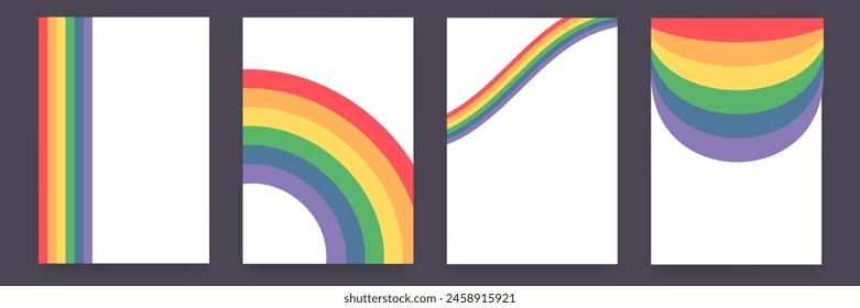 Pride flag, Pride month, rainbow and  parade background set. Pride month and LGBT vertical background patterns and posters set. Perfect background for posters, cover art, flyer, banner. 