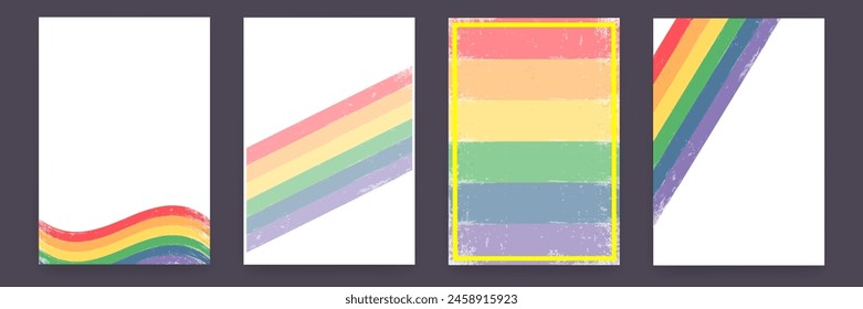 Pride flag, Pride month, rainbow and  parade background set. Pride month and LGBT vertical background patterns and posters set. Perfect background for posters, cover art, flyer, banner. 