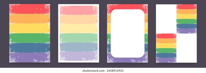 Pride flag, Pride month, rainbow and  parade background set. Pride month and LGBT vertical background patterns and posters set. Perfect background for posters, cover art, flyer, banner. 