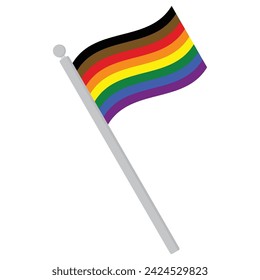 Pride flag on flagpole. LGBT pride flag