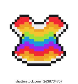 Pride Flag Rainbow Shirt, Pixel Art Icon, Isolated