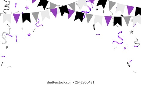 Pride with flag symbol of asexuality vector illustration. Template, background, banner, greeting card