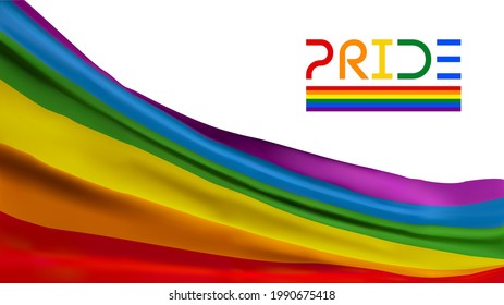 Pride flag waving. Color background. Lgbtq community gay event. Vector illustration.