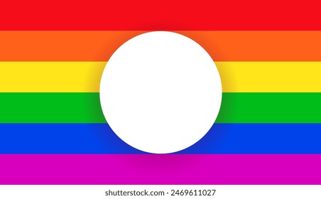 Pride flag with wight circle for photo collage vector