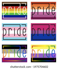 Pride Flags with pride lettering. Vector illustration