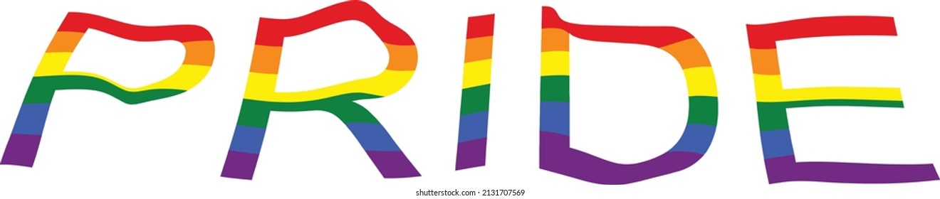 PRIDE gay lgbt festival parade logo graphic typography isolated on white background queer