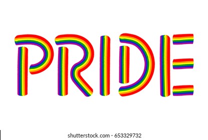 Pride hand drawing lettering inscription. Vector illustration desgin. Isolated on white background. Lgbt, gay concept