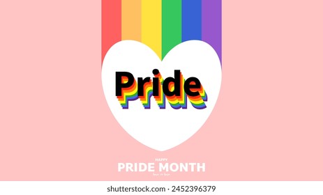 Stolz mit Herz auf rosa Hintergrund ,Stolz Monat Juni LGBTQ-Symbole, Menschenrechts- oder Diversitätskonzept, Vektorillustration EPS 10