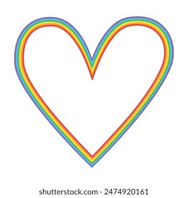 Pride Heart Outline Illustration Rainbow Doodle for Equality Love Diversity Solidarity Inclusion