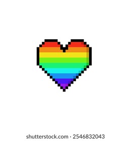 Pride heart pixel art. Isolated rainbow heart gay pride 