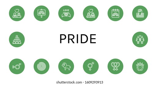 pride icon set. Collection of Gay, Pride, Lesbian, World pride day, Bigender, Lion, Statue of liberty icons