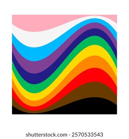 Pride icon. Square with LGBTQ pride flag colours. Colored striped shape for design. Vector illustration isolated on white background.