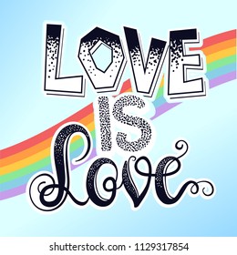 Pride illustration with deatiled typography and rainbow