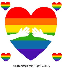 pride of june or pride month in illustration,vector of pride heart for equality of sex.