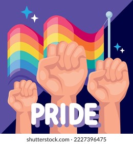 pride lettering and fists poster