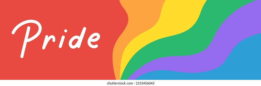 Cartel del arcoiris con letras de orgullo. Banner web del tema del mes del orgullo