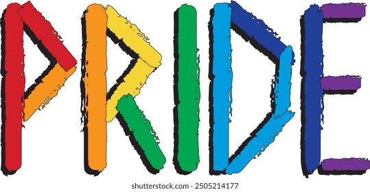 Letras de orgullo en colores del arco iris, para su uso en Anuncios, carteles y folletos y es editable