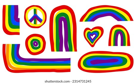 Pride LGBT+ Element clip art Colorful rainbow LGBTQ pride celebration icon flag