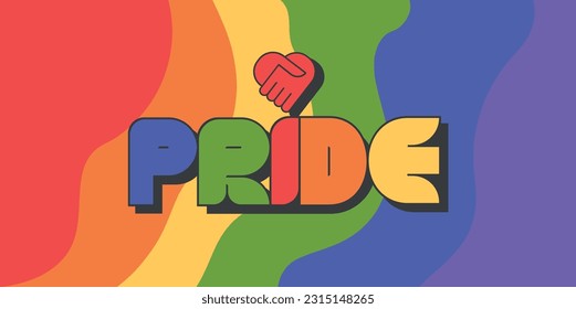 Pride LGBT pride flag. Rainbow waves flag background. Pride symbol. Flat style.