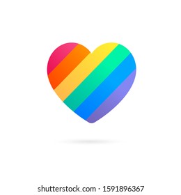 Pride LGBT heart vector icon, Lesbian gay bisexual transgender concept love symbol. Color rainbow flag. Flat design signs isolated on white background