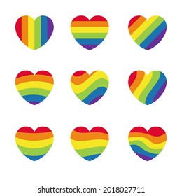 Pride LGBT heart vector icon. Lesbian gay bisexual and transgender community concept. Flat design symbol isolated on white background. LGBTQ movement element raindow colored for banner, card, poster