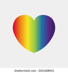 Pride LGBT heart vector icon. Lesbian gay bisexual and transgender community concept. Flat design symbol isolated on white background. LGBTQ movement element raindow colored for banner, card, poster