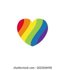 Pride LGBT heart vector icon. Lesbian gay bisexual and transgender community concept. Flat design symbol isolated on white background. LGBTQ movement element raindow colored for banner, card, poster