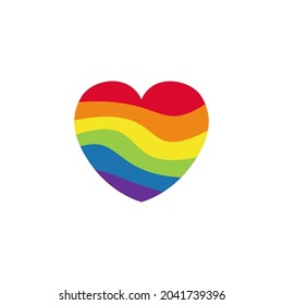 Icono del vector cardíaco LGBT de orgullo. El concepto de comunidad lesbiana gay bisexual y transgénero. Símbolo plano de diseño aislado en fondo blanco. Elementos del movimiento LGBTQ coloreados para banner, tarjeta, afiche